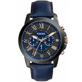 Fossil Men’s Chronograph Quartz Blue Leather Strap Black & Blue Dial 44mm Watch FS5061